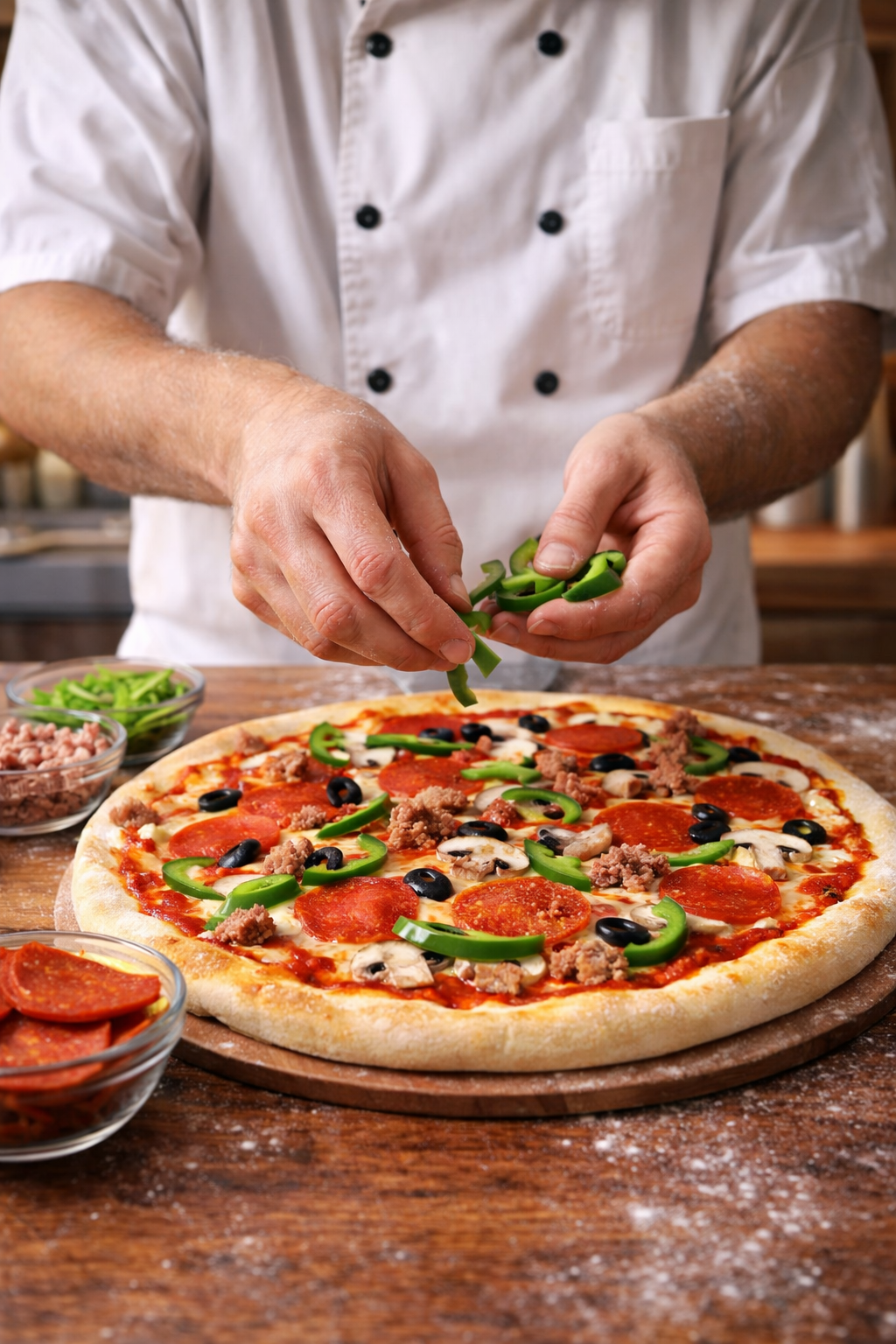 Fresh pizza toppings selection